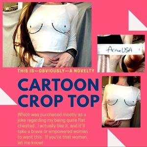 Novelty Crop Top: Cartoon Boobies ¯\_(ツ)_/¯